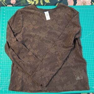 GAP Brown Floral Mesh Top